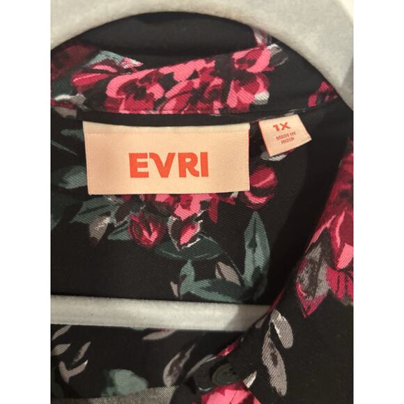 Plus Size EVRI Long Shirt Dress Roses Romantic MIDI Women’s 1x - Picture 4 of 6